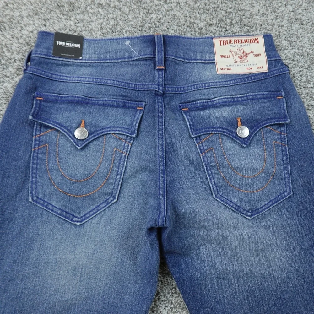 NEW True Religion Shorts Mens 30 Dark Blue Denim Jean Jorts Rocco Relaxed Skinny